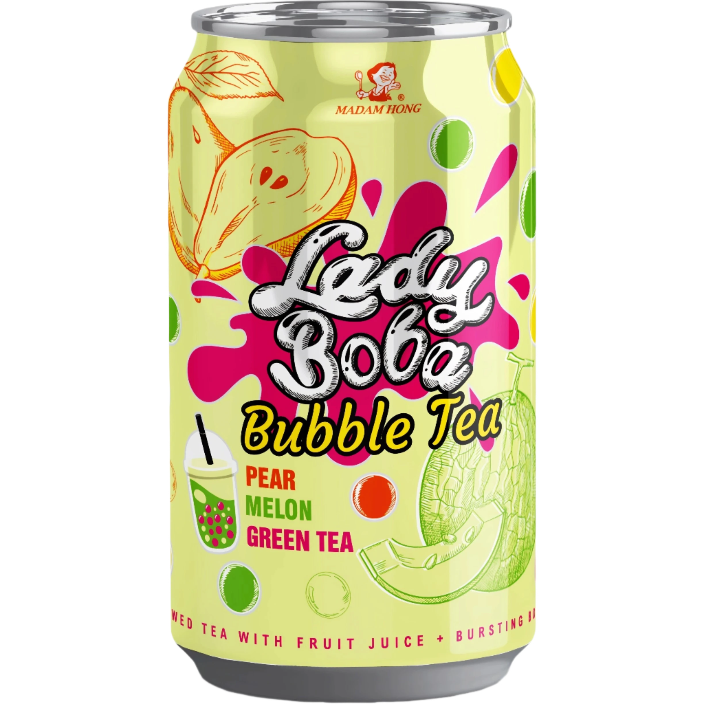 LADY BOBA Pear & Cantaloupe Bubble Tea - 320ml
