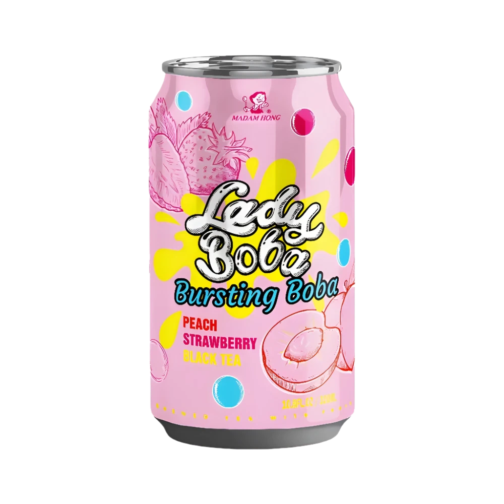 LADY BOBA Peach & Strawberry Bubble Tea - 320ml