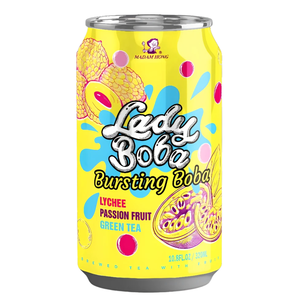 LADY BOBA Lychee & Passion Fruit Bubble Tea - 320ml